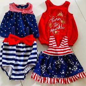 NWOT FOURTH OF JULY BABY GIRL 3-6 MO BUNDLE